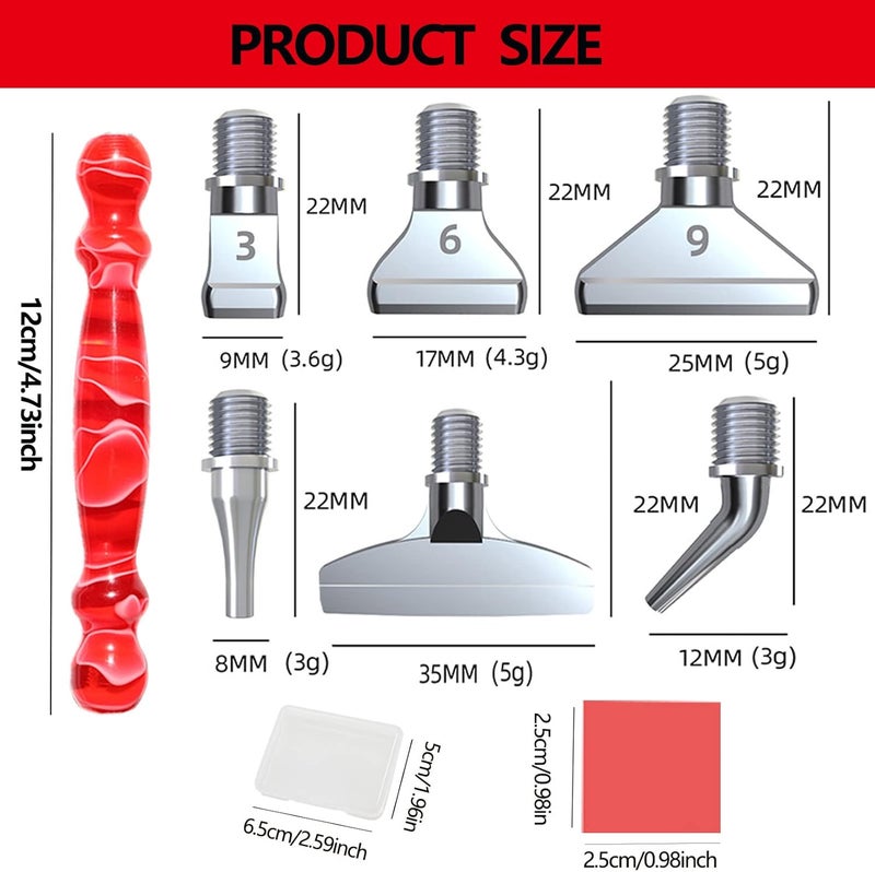 LIBIFUN 14pcs Metal Screw Thread Tips Diamond Painting Art Pen Accessories and Tools kit, a Diamond Resin Pen, 6 painting wax, 6 Metal Stainless Steel Tips, Supplies for DIY Craft, Comfort Grip (Red) - Image 2